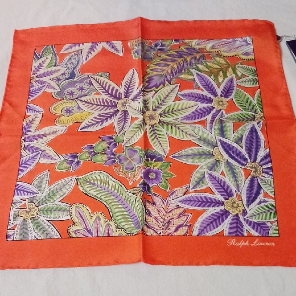 Ralph Lauren Orange and Purple Floral Scarf